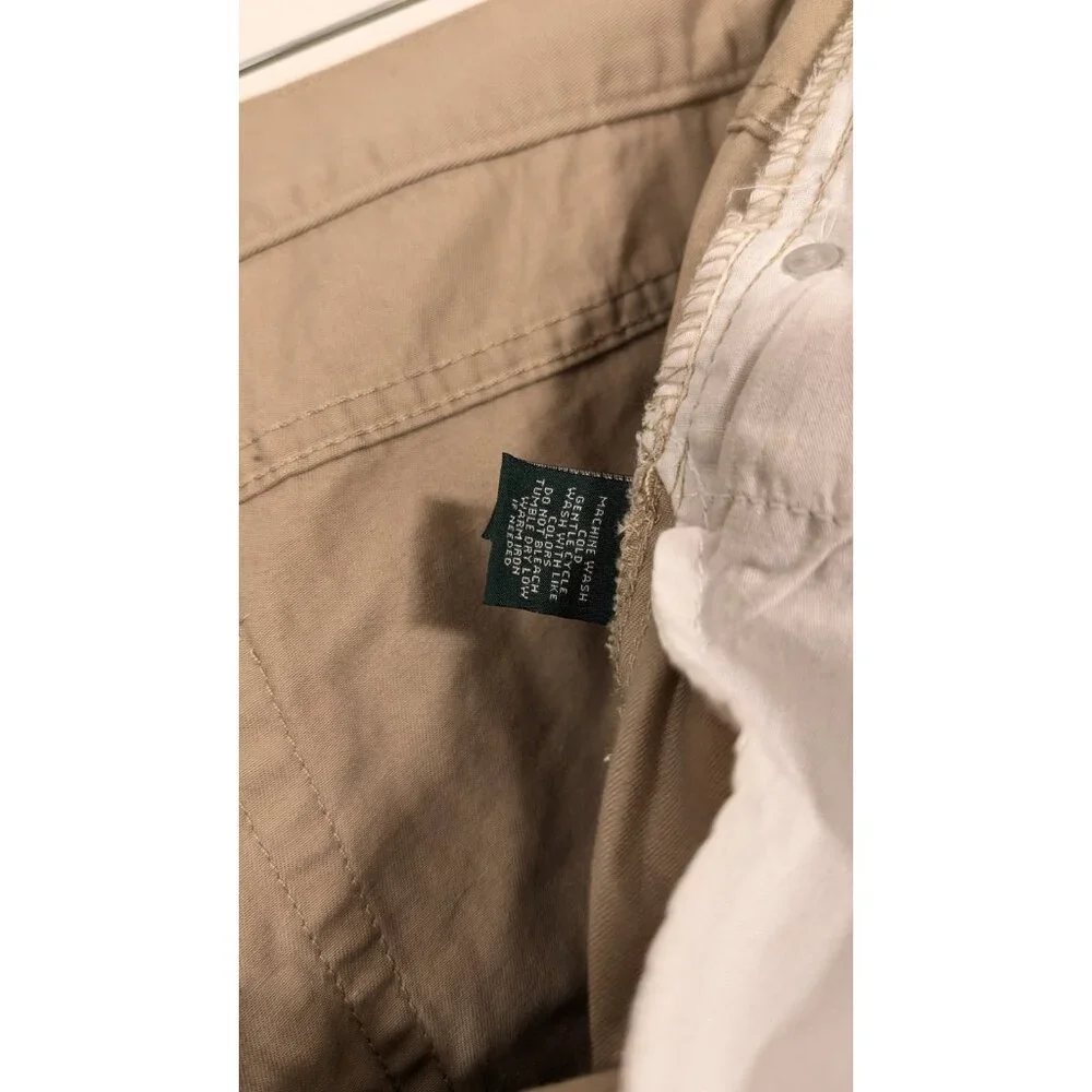 Lauren Ralph‎ Lauren 18W Jeans Khaki Tan Classic Mid Calf Pants Cotton Cropped